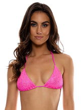 Load image into Gallery viewer, Model Front: Luli Fama Haut Top Wavy Ruched Bella Metallic Hot Pink