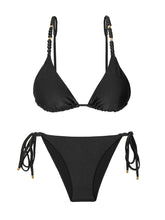 Load image into Gallery viewer, Product Front: Rio De Sol Ensemble Set Shimmer-Black Lia-Noa Lacinho