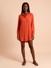 Load image into Gallery viewer, Model Front: Uv Line Chemise Shirtdress Copenhagen Pitanga Upf50+