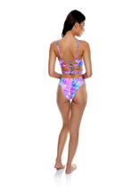 Load image into Gallery viewer, Model Back: Luli Fama Une Pièce Strappy Cut Out Blue Pink