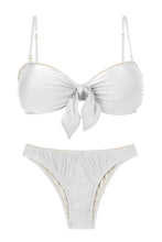 Load image into Gallery viewer, Product Front: Rio De Sol Ensemble Set Shimmer-White Bandeau-Knot Essential