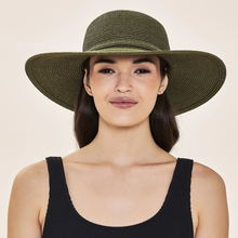 Load image into Gallery viewer, Model Front: Uv Line Chapeau Souple/Capeline Hat Jurere Imp Fem Green Militar Upf50+