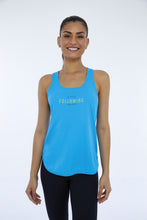Load image into Gallery viewer, Model Front: Alto Giro Fitness Haut Regata Skin Fit Inspiracional Azul Vivid