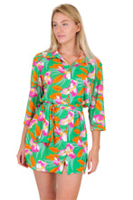 Load image into Gallery viewer, Model Front: Rio De Sol Chemise Green Bloom Chemise