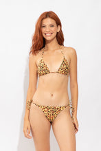 Load image into Gallery viewer, Model Front: Rio De Sol Bas Bottom Yellow-Feline Cheeky-Micro