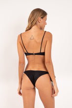 Load image into Gallery viewer, Model Back: Rio De Sol Ensemble Set Shimmer-Black Balconet-Tie Cheeky-Tie-Gold