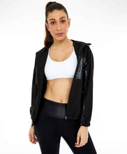 Load image into Gallery viewer, Image 05: Alto Giro Fitness Haut Jaqueta Tecnospan Recortes Preto