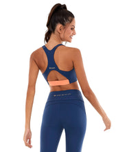 Load image into Gallery viewer, Model Back: Alto Giro Fitness Haut Top Bodytex Ii Abertura Com Ziper Azul Ocean
