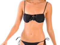 Load and play video in Gallery viewer, Video: Rio De Sol Bas Bottom Shimmer-Black Cheeky-Tie-Gold