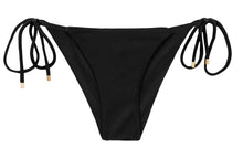 Load image into Gallery viewer, Product Front: Rio De Sol Bas Bottom Shimmer-Black Cheeky-Tie
