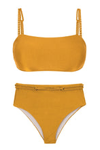 Load image into Gallery viewer, Product Front: Rio De Sol Ensemble Set Damasco Bandeau-Reto Hotpants