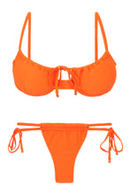 Load image into Gallery viewer, Product Front: Rio De Sol Ensemble Set Dots-Orange Balconet-Tie Pipa