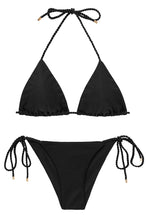 Load image into Gallery viewer, Product Front: Rio De Sol Ensemble Set Shimmer-Black Tri-Rope Cheeky-Rope