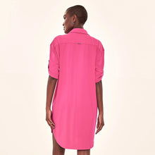 Load image into Gallery viewer, Model Back: Uv Line Chemise Shirtdress Copenhagen Cherry Hot Pink Upf50+
