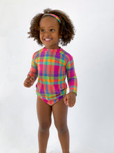 Load image into Gallery viewer, Model Front: Rio De Sol T-Shirt Tulip-Garden Rash-Guard Kids
