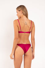 Load image into Gallery viewer, Model Back: Rio De Sol Ensemble Set Shimmer-Desejo Balconet-Tie Cheeky-Tie-Gold

