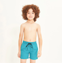 Load image into Gallery viewer, Model Front: Uv Line Maillot De Bain Garçon Short Aqua Lucca Petroleo Upf50+
