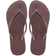 Load image into Gallery viewer, Product Front: Havaianas Tongs Slim Metal Mesh Grape Wine
