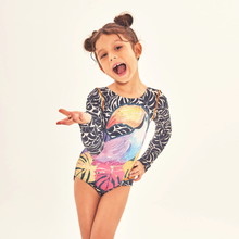 Load image into Gallery viewer, Model Front: Uv Line Une Pièce Fille Swimsuit Girl Tucano Upf50+
