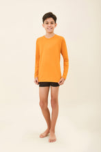 Load image into Gallery viewer, Model Front: Uv Line T-Shirt Longsleeve Uvpro Kids Orange Upf50+
