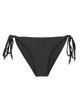 Load image into Gallery viewer, Product Front: Rio De Sol Bas Bottom Shimmer-Black Cheeky-Tie-Gold
