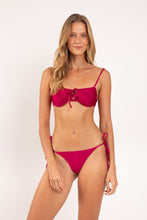 Load image into Gallery viewer, Model Front: Rio De Sol Ensemble Set Shimmer-Desejo Balconet-Tie Cheeky-Tie-Gold
