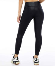 Load image into Gallery viewer, Model Back: Alto Giro Fitness Bas Legging Couro Com Recorte Rebatidos Preto

