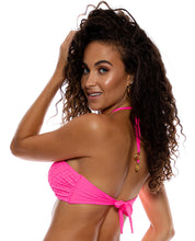 Load image into Gallery viewer, Model Back: Luli Fama Haut Top Drawstring Diamond Girl Shocking Pink
