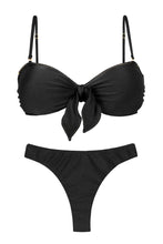 Load image into Gallery viewer, Product Front: Rio De Sol Ensemble Set Shimmer-Black Bandeau-No Nice-Fio
