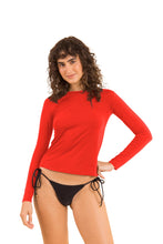 Load image into Gallery viewer, Model Front: Rio De Sol Haut Rouge Rash-Guard
