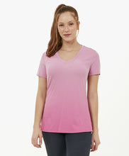 Load image into Gallery viewer, Model Front: Alto Giro Fitness Haut T-Shirt Skin Fit Degrade Rosa Mauve
