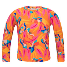 Load image into Gallery viewer, Product Front: Rio De Sol Haut Top Orange-Bloom Rash-Guard
