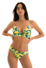 Load image into Gallery viewer, Model Front: Rio De Sol Ensemble Lemon Flower Tri Cos
