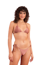Load image into Gallery viewer, Model Front: Rio De Sol Bas Bottom Shimmer-Copper Cheeky-Tie
