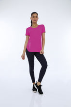 Load image into Gallery viewer, Image 04: Alto Giro Fitness Haut T-Shirt Skin Fit Inspiracionais Pink Choque
