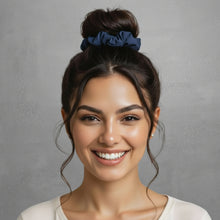 Load image into Gallery viewer, Model Front: Rio De Sol Chouchou Navy Scrunchie
