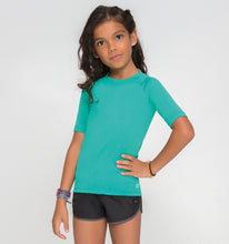 Load image into Gallery viewer, Model Front: Uv Line T-Shirt Kids Fpu50+ Uvpro Short Sleeve T-Shirt Mint Green Uv
