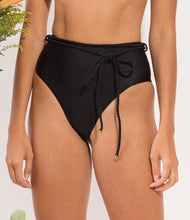 Load image into Gallery viewer, Image 09: Rio De Sol Bas Bottom Shimmer-Black Belted-High-Waist
