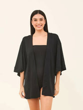 Load image into Gallery viewer, Gallery: Uv Line Robe De Plage Kimono Color Black Upf50+
