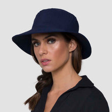 Load image into Gallery viewer, Model Front: Uv Line Bob Hat California Nac Fem Navy Blue Upf50+
