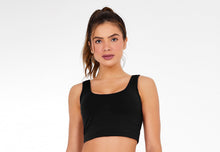 Load image into Gallery viewer, Model Front: Alto Giro Fitness Haut Top Bodytex Ii Com Laser Preto
