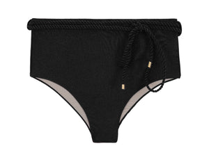 Bottom Shimmer-Black Belted-High-Waist