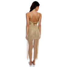 Load image into Gallery viewer, Cross Halter Long Fringe Dress Gold Rush
