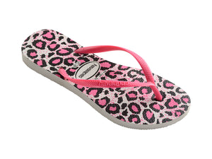 Model Front: Havaianas Tongs Slim Animals White/Rose