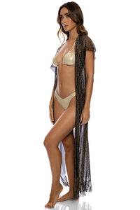 Image 06: Luli Fama Vêtement De Plage Long Caftan Siren Dream Black Gold
