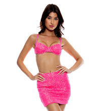 Load image into Gallery viewer, Gallery: Luli Fama Robe De Plage Sequins Mini Skirt Pink
