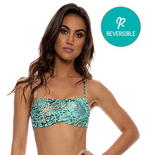 Load image into Gallery viewer, Model Front: Luli Fama Haut Top Square Animale Aqua
