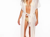 Load and play video in Gallery viewer, Fringe Long Caftan Off White
