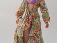 Load and play video in Gallery viewer, Video: Rio De Sol Vêtement De Plage Tropical Long Dress Verona
