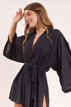 Load image into Gallery viewer, Image 05: Rio De Sol Vêtement De Plage Black Kimono
